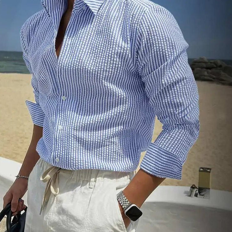 Streetwear summer long - sleeve shirt with stripes - Antonios