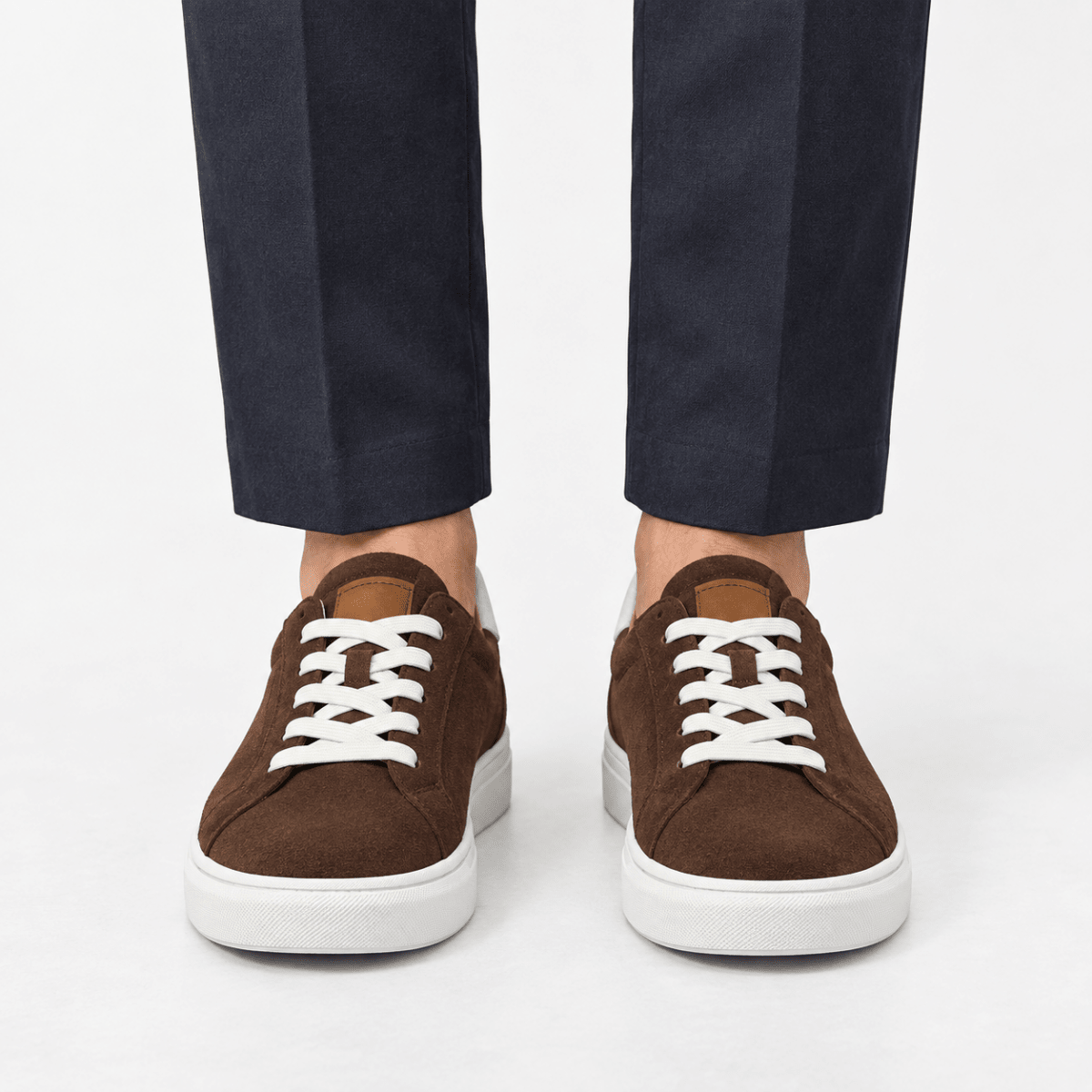 Suede sneakers with contrast heel tabs - AntoniosClothing - Brown