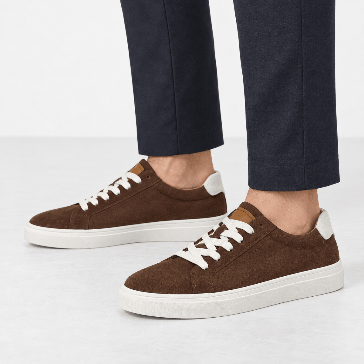 Suede sneakers with contrast heel tabs - AntoniosClothing - Brown