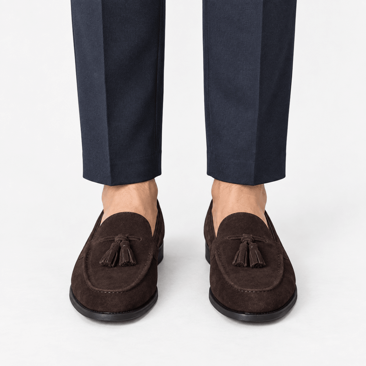 Suede tassel loafers with rubber soles - AntoniosClothing - Dark brown