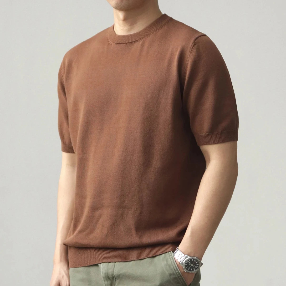 Summer knitted short - sleeved retro t-shirt - Antonios