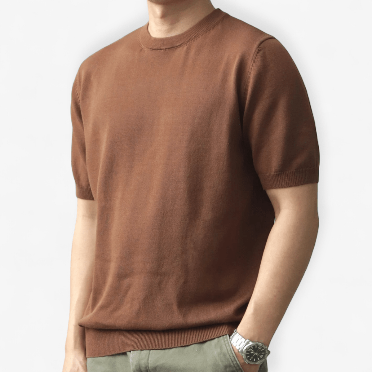 Summer knitted short - sleeved retro t-shirt - Antonios