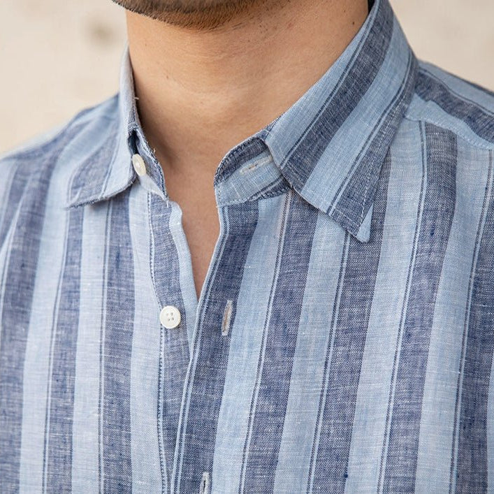 Summer thin linen strip casual shirt - Antonios