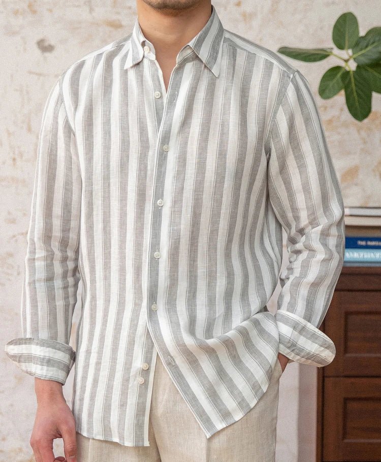 Summer thin linen strip casual shirt - Antonios