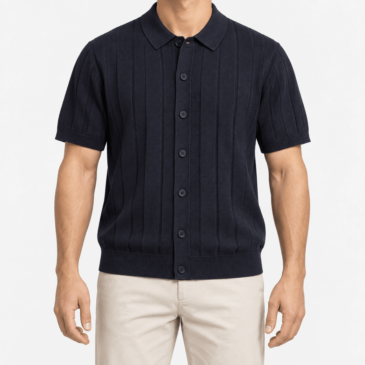 Summer vintage gentleman polo shirt - AntoniosClothing - Navy blue