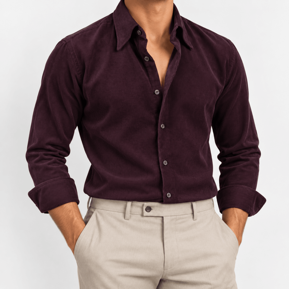 Textured cotton long sleeve shirt - AntoniosClothing - Purple