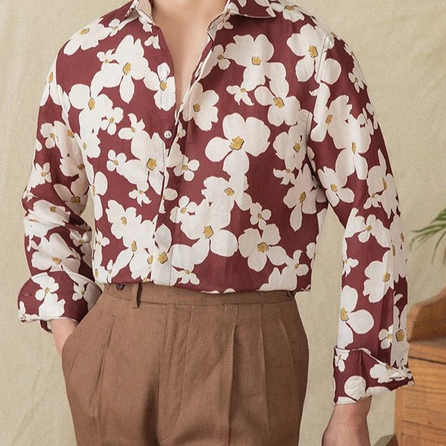 Vacation linen printed shirt - Antonios