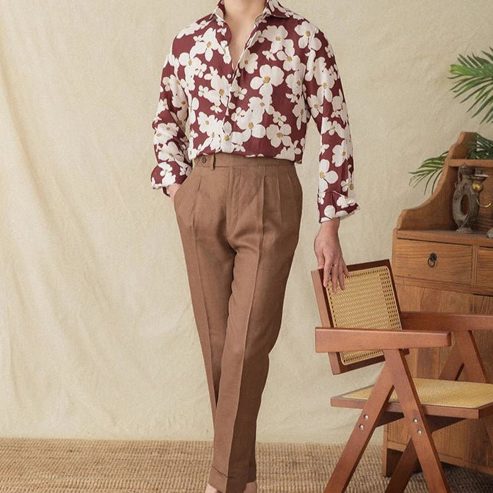 Vacation linen printed shirt - Antonios
