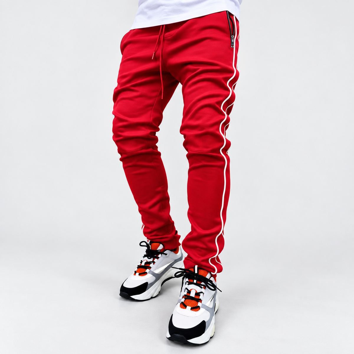 Men's technical-style joggers — Red