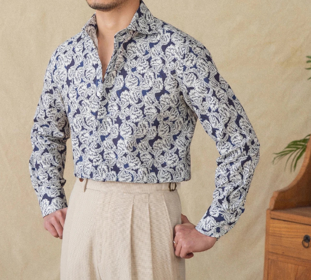 Vintage cotton linen japanese trend shirt - Antonios