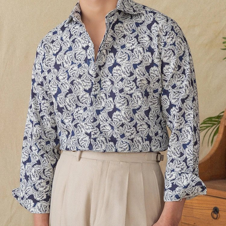 Vintage cotton linen japanese trend shirt - Antonios