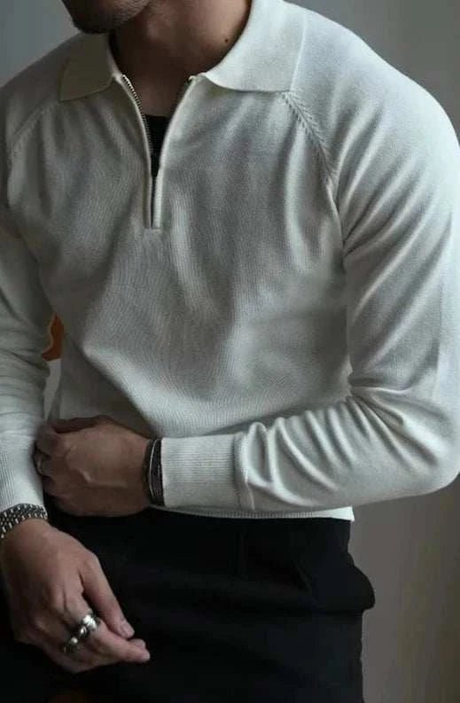 Vintage polo sweater with turn - down collar - Antonios