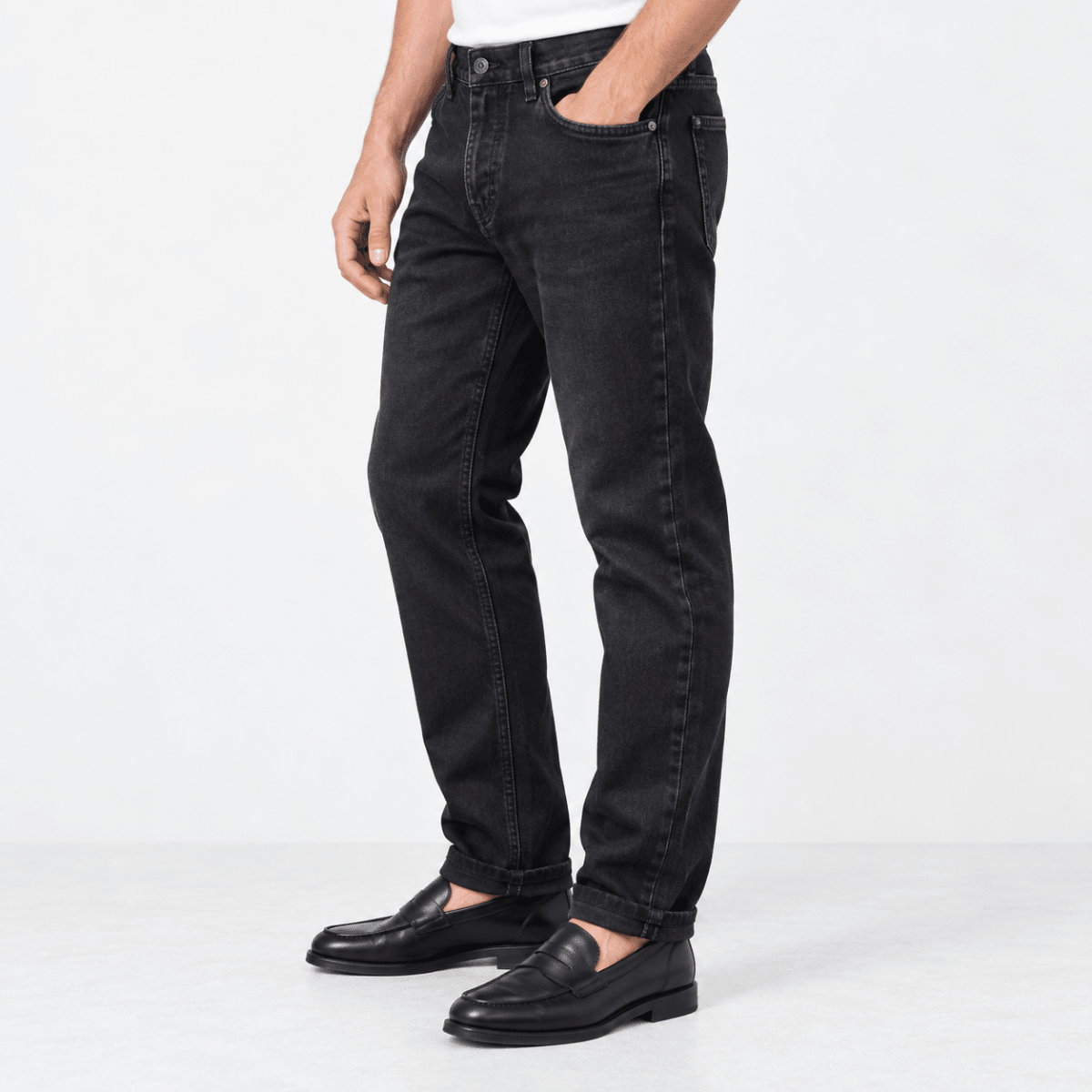 Washed black straight leg stretch jeans - AntoniosClothing - Washed black