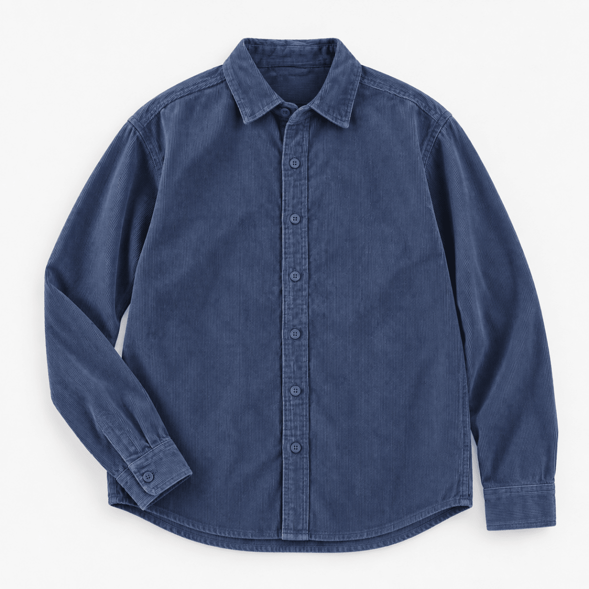 Washed cotton corduroy shirt with a clean front - AntoniosClothing - Slate blue