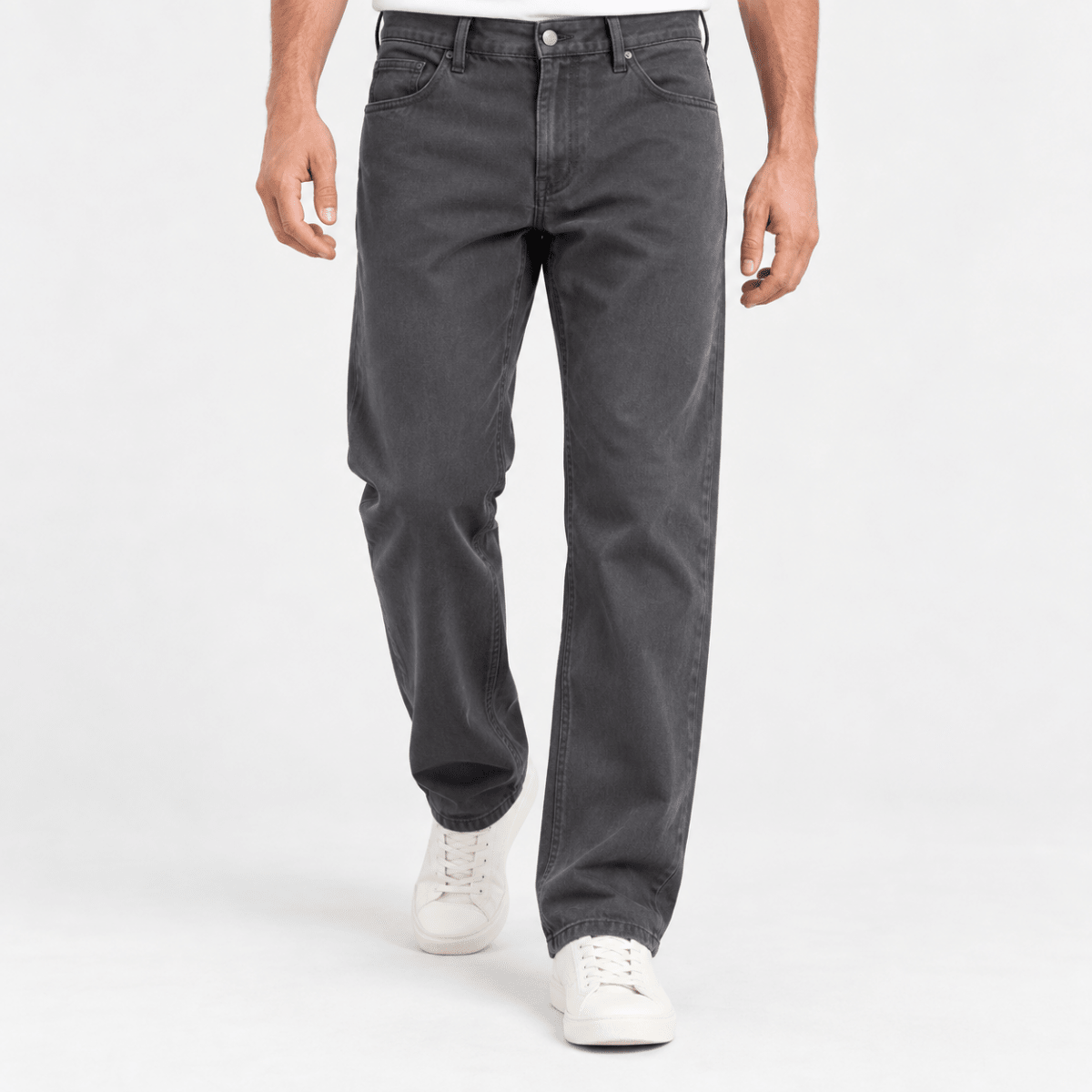 Washed cotton twill five pocket trousers - AntoniosClothing - Dark gray