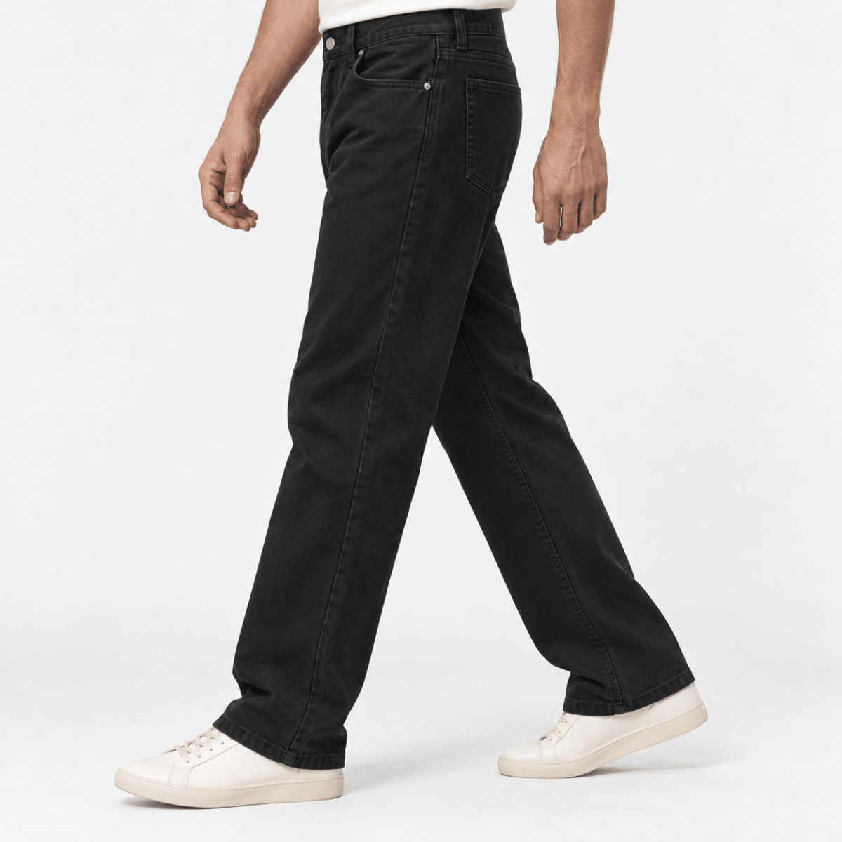 Washed cotton twill five pocket trousers - AntoniosClothing - Black