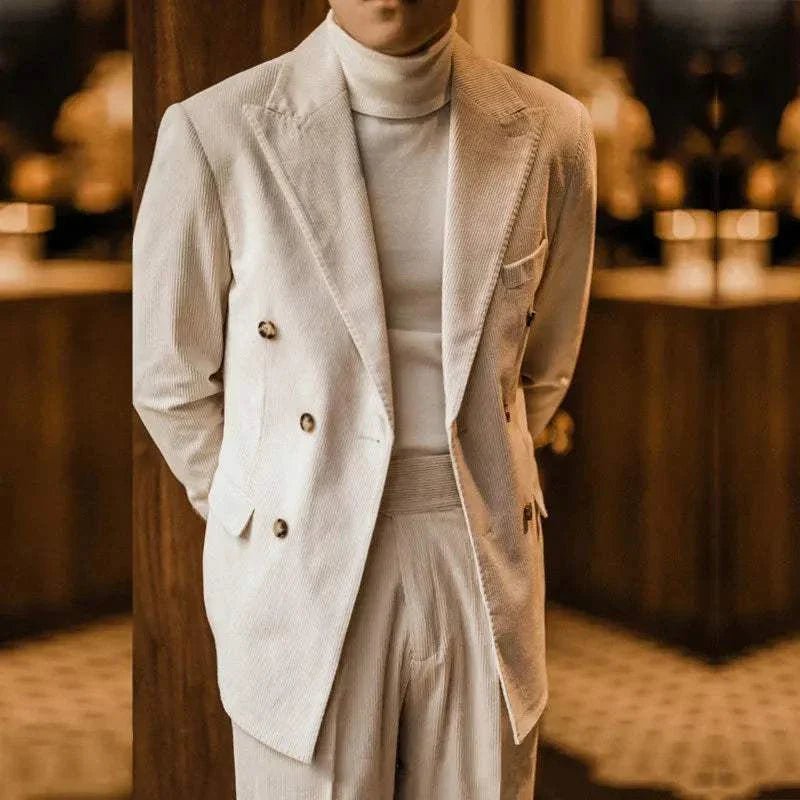 Wedding corduroy double breast suit - Antonios