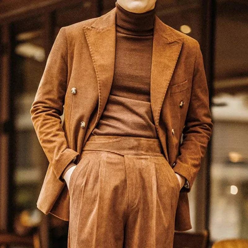 Wedding corduroy double breast suit - Antonios