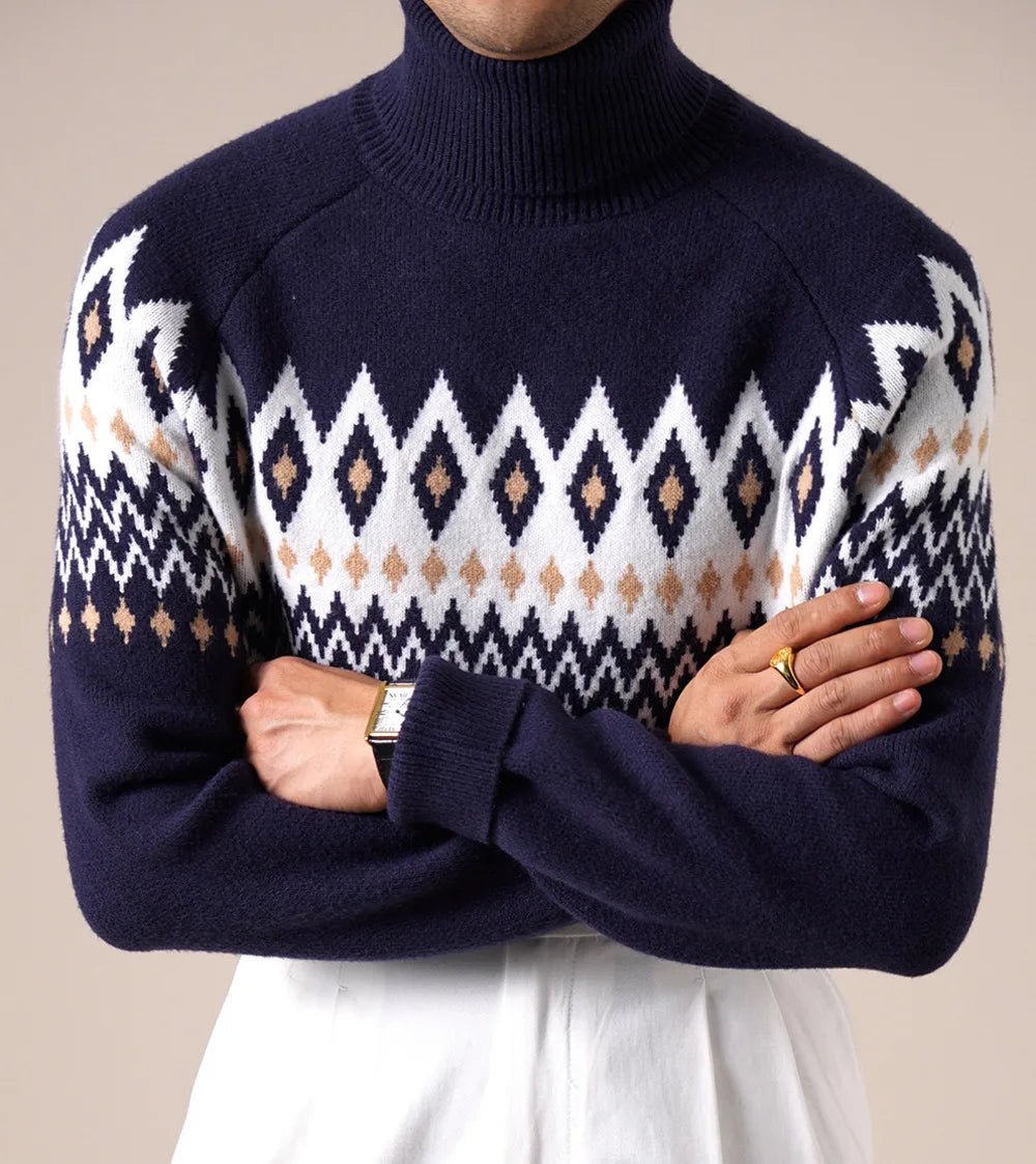 Wool - blend diamond turtleneck sweater - Antonios