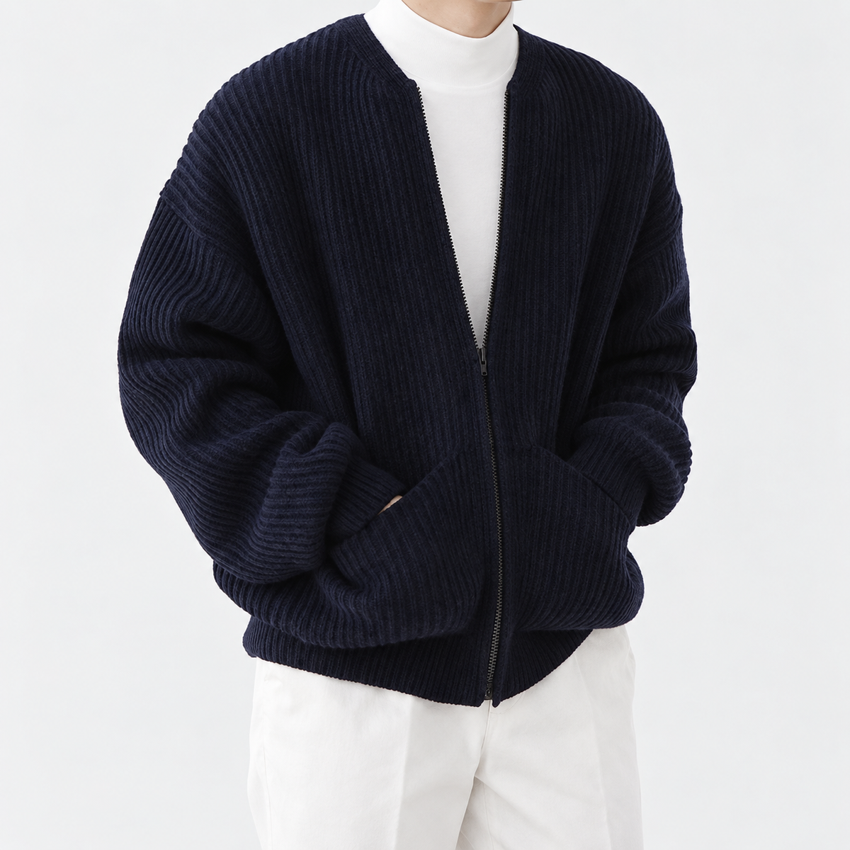 Zip-up cardigan — Dark Blue