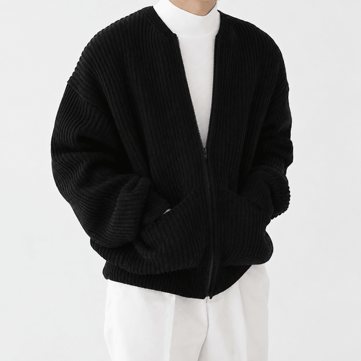 Zip-up cardigan - AntoniosClothing - Black