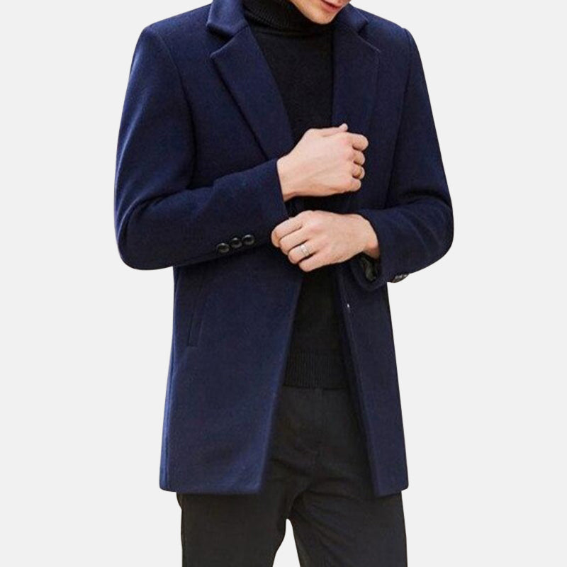 Antonios Casual Design Coat Men's elegant blue design, ideal for all-season wear.