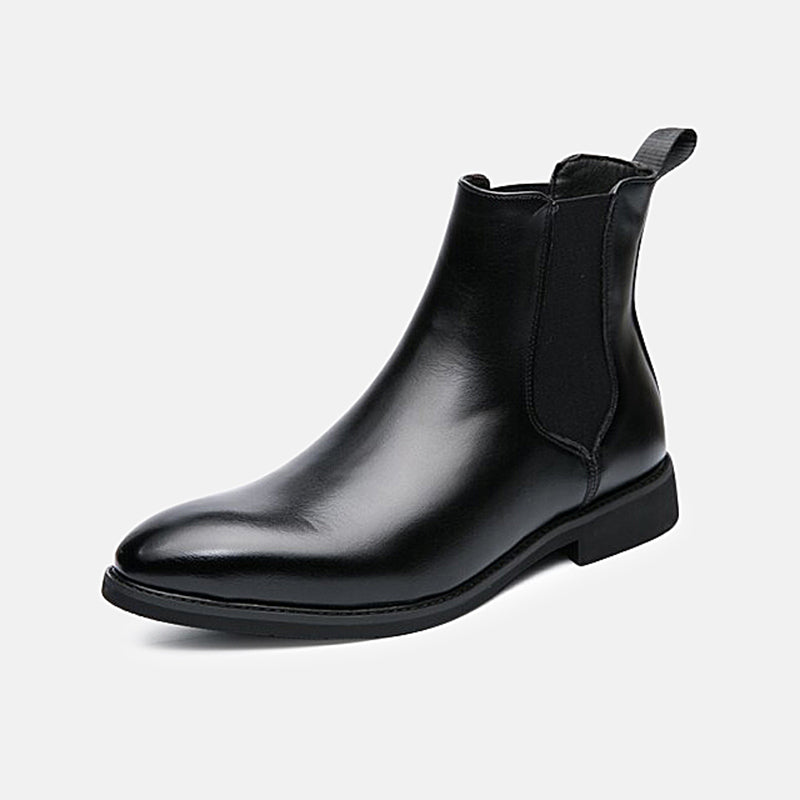 Antonios Casual Leather Boots Men in black, classic minimalist design.