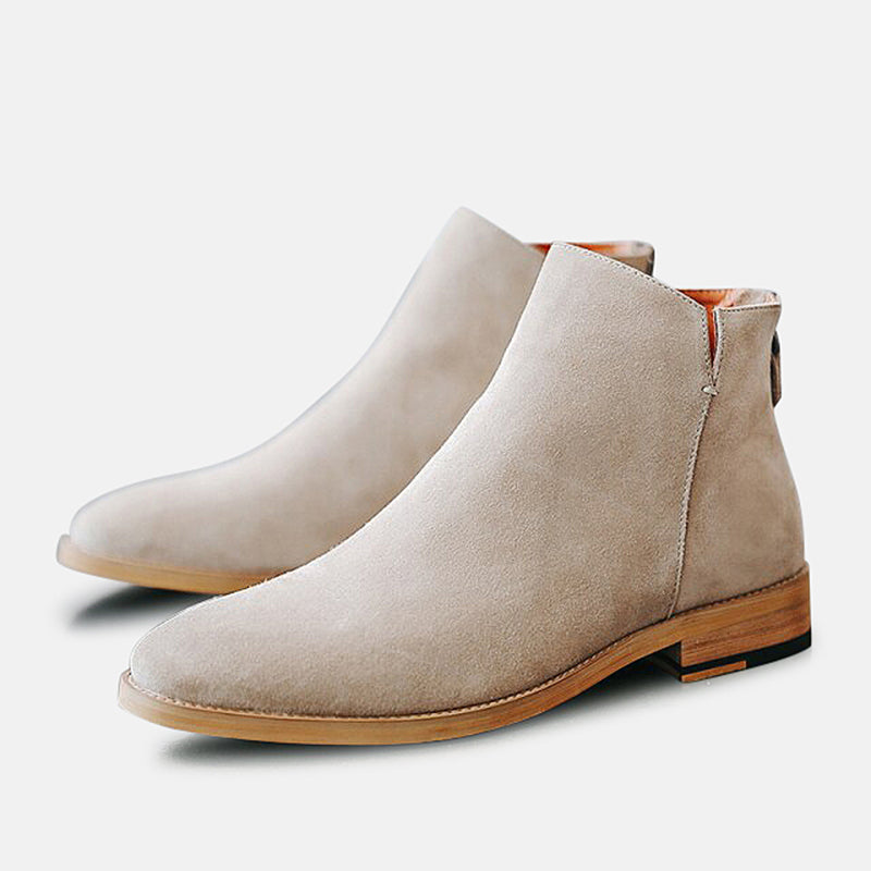 Antonios Elegant Chelsea Boots Men in suede leather, minimalist design.