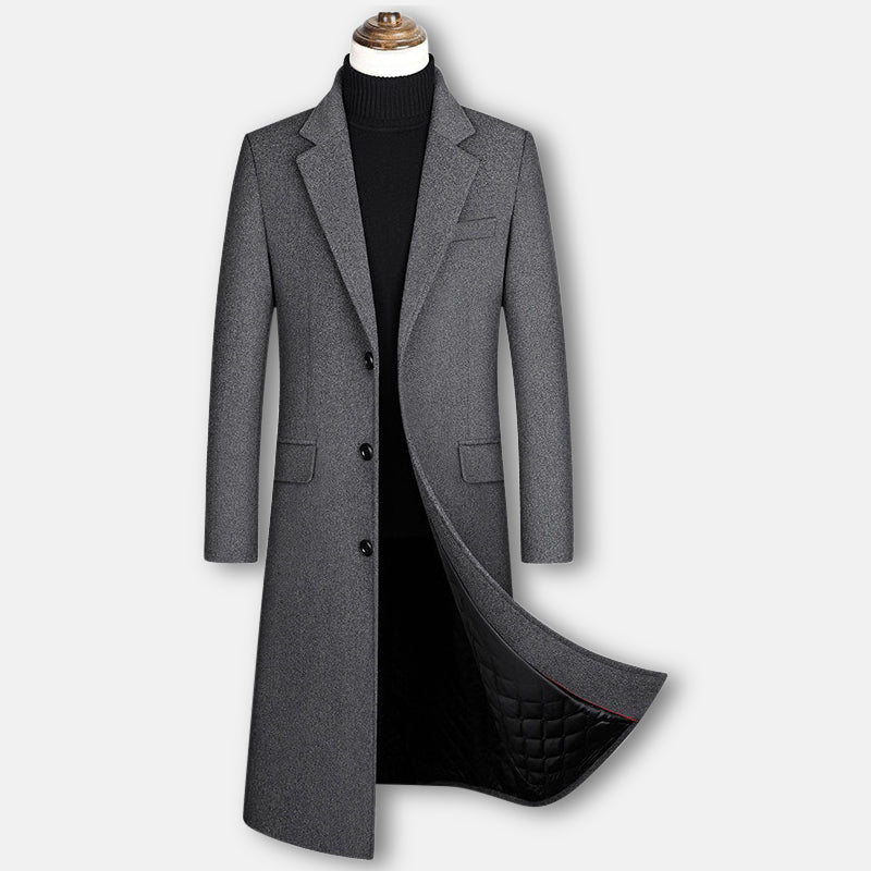 Antonios Long Slim Fit Coat Men, elegant wool coat, casual style, menswear.