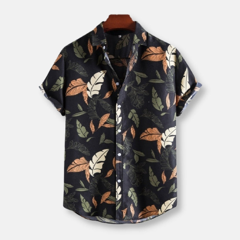 Men's floral print shirt in organic cotton for summer by Antonios.