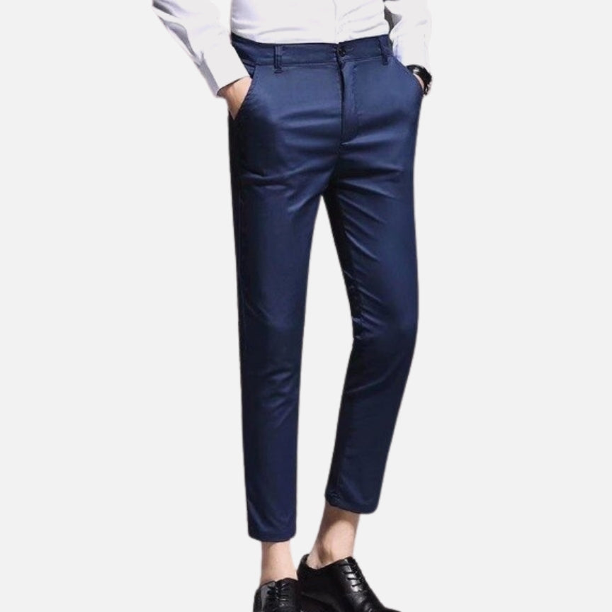 Antonio Elegant Slim Fit Pants in navy, showcasing stylish and comfortable design.