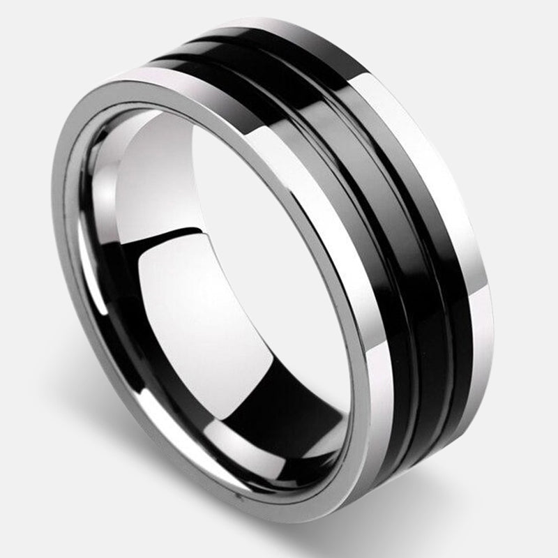 Antonios Ceramic Hi-Tech Ring for men with polished band and contemporary design.