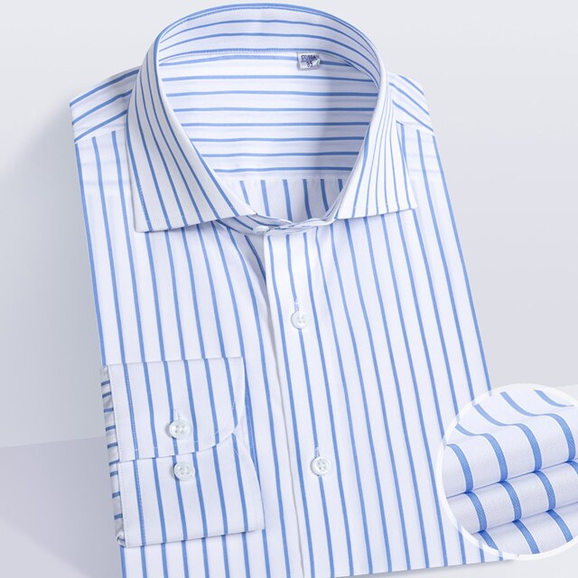 AntoniosClothing Striped Office Long-Sleeve Shirt, 100% Organic Cotton, Smart Casual Menswear.
