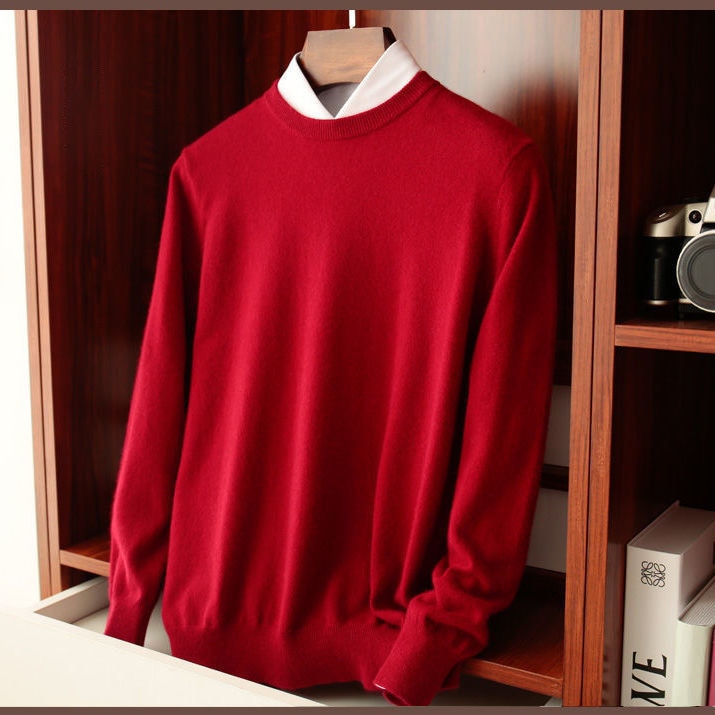 Red Antonios Wool Winter V-Neck Sweater for men, casual style, 100% wool-cotton blend.
