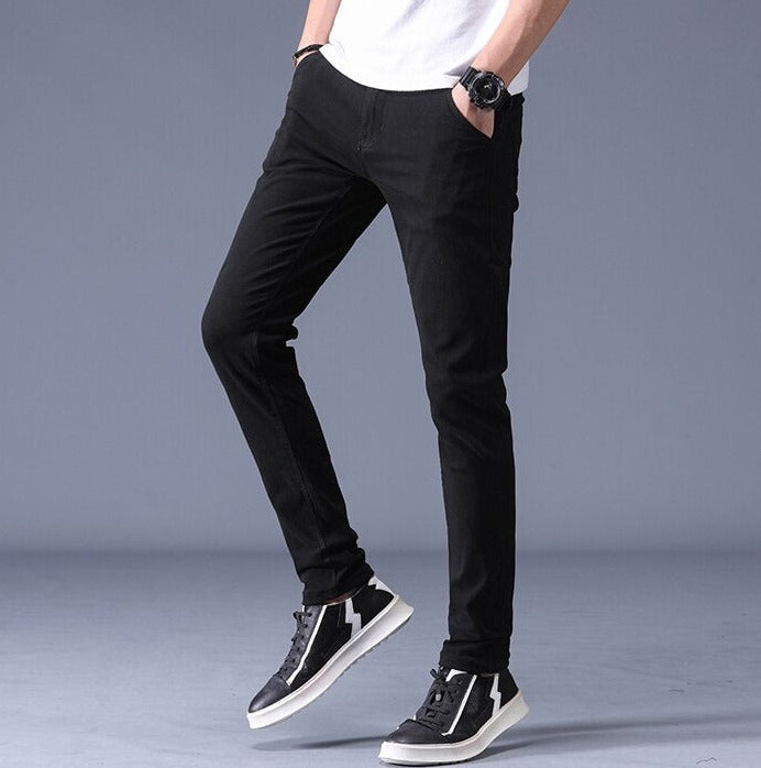 Antonios Slim Fit Cotton Stretch Trousers Men - black, comfortable and stylish pants featuring soft cotton material.