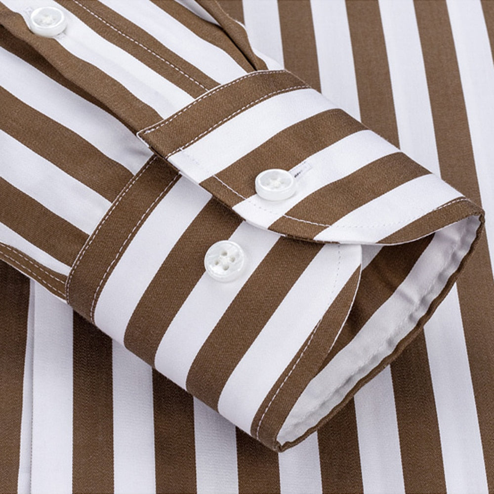 AntoniosClothing striped office long-sleeve shirt made of 100% organic cotton.