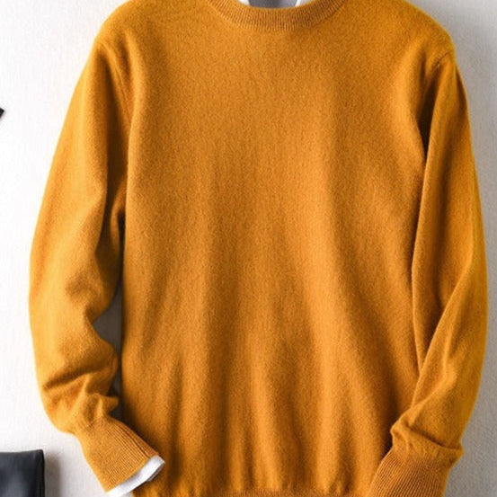 Men's autumn knitted sweater in camel, warm and stylish design by Antonios.