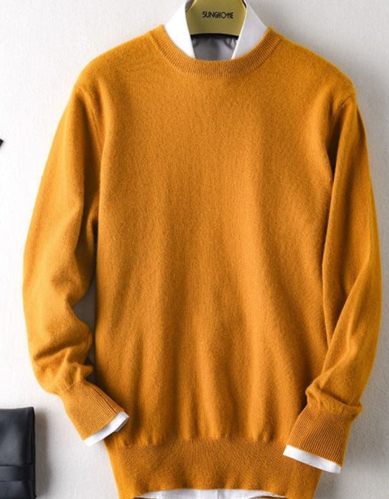 Men's autumn knitted sweater in camel, warm and stylish design by Antonios.