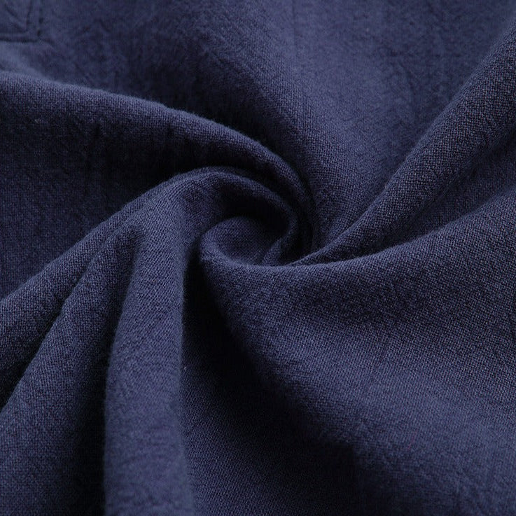 Soft navy fabric detail of AntoniosClothing Casual Long-Sleeve Shirt for men.
