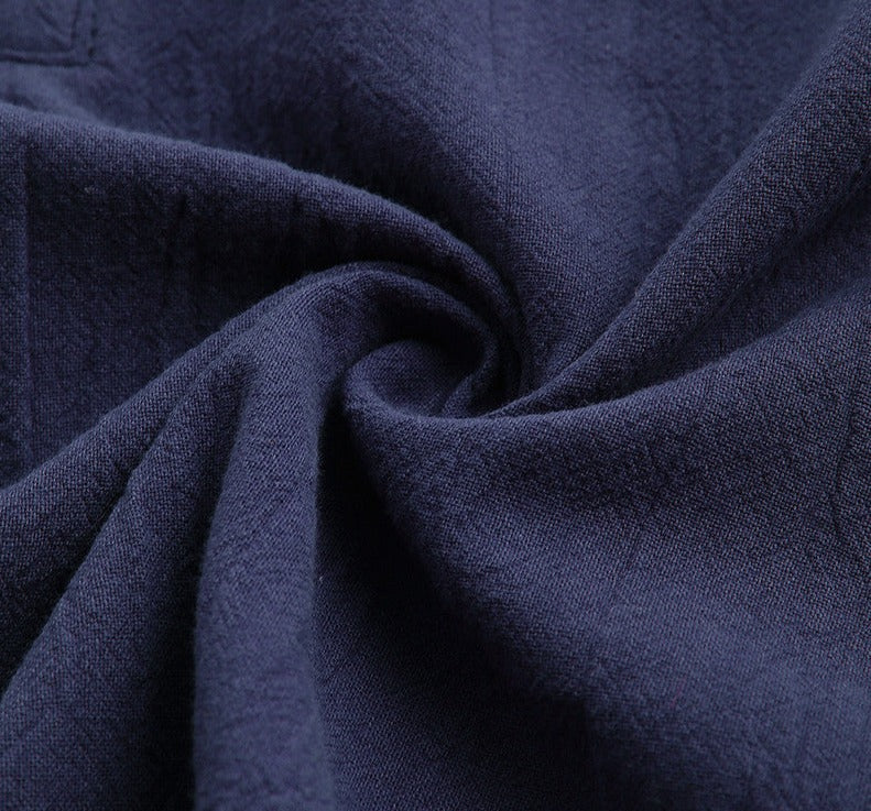 Soft navy fabric detail of AntoniosClothing Casual Long-Sleeve Shirt for men.