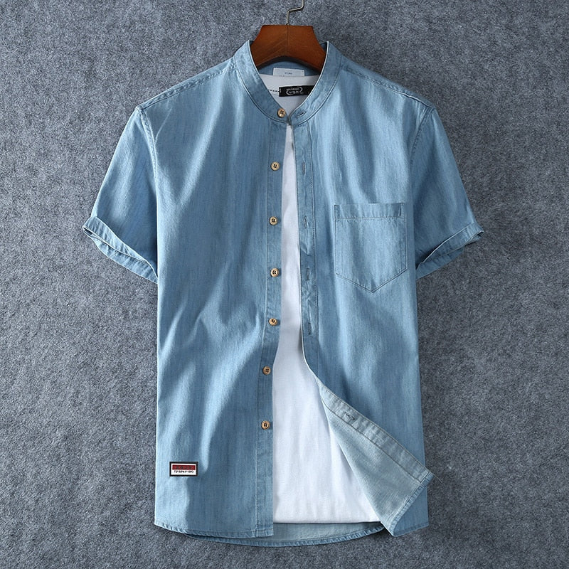 Antonios Impulse Cotton Blue Shirt with gradient design, smart casual style.
