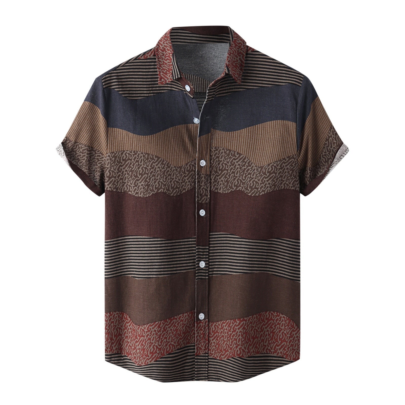 AntoniosClothing Vintage Summer Shirt in striped pattern, crafted from breathable poly material.