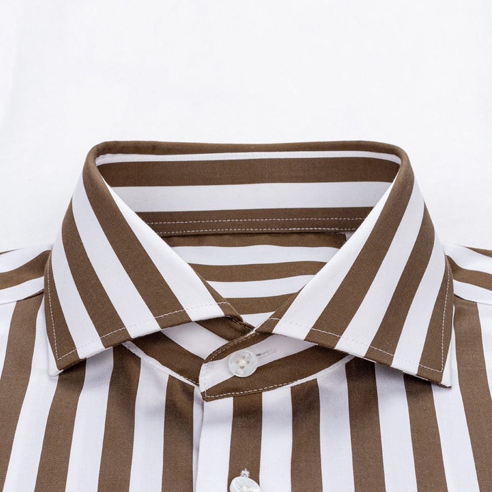 AntoniosClothing striped office long-sleeve shirt made from 100% organic cotton.