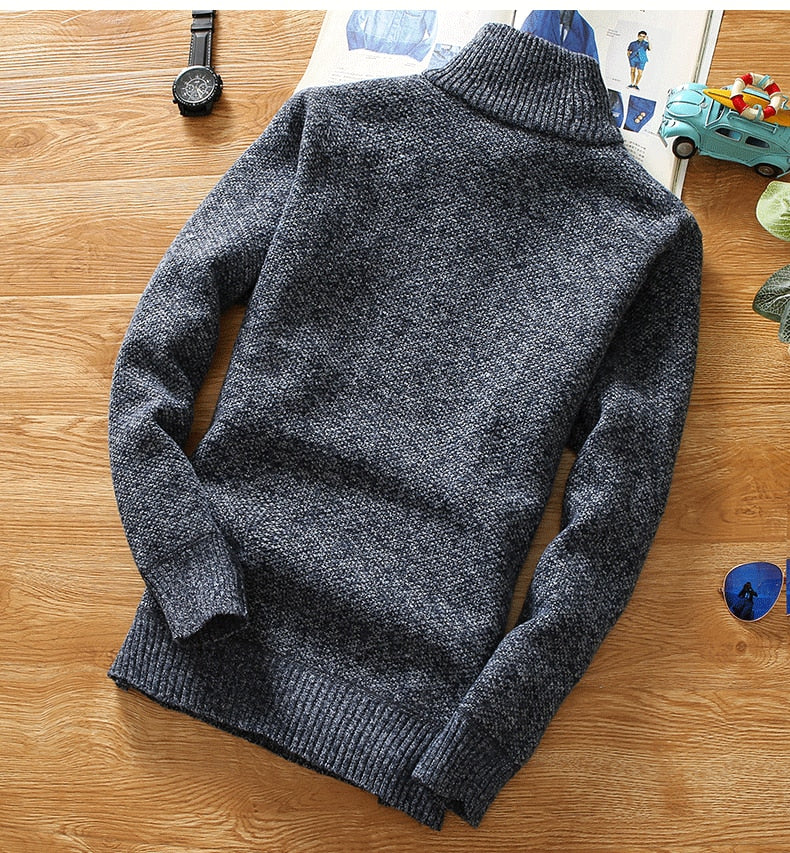 Antonios Half-Zipper Sweater for Men in Dark Grey, solid pattern, casual/elegant style.