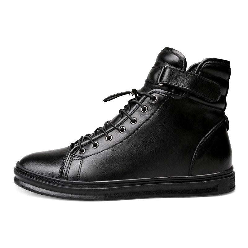 AntoniosClothing Genuine Leather Black High-Shoes for men, Italian design.