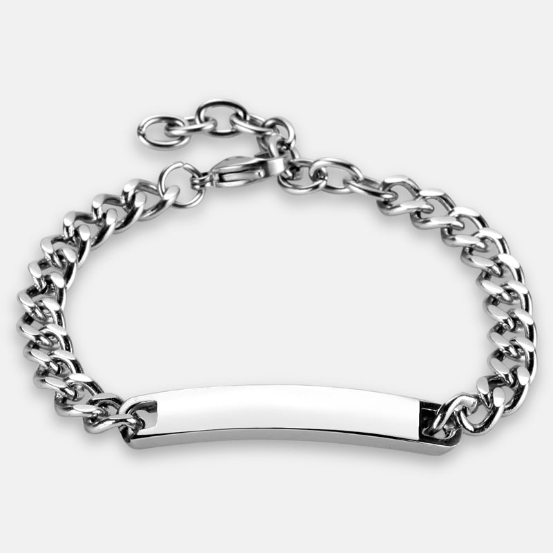 Antonios Hip Hop Stainless Steel Bracelet with matte finish and engraved detailing.