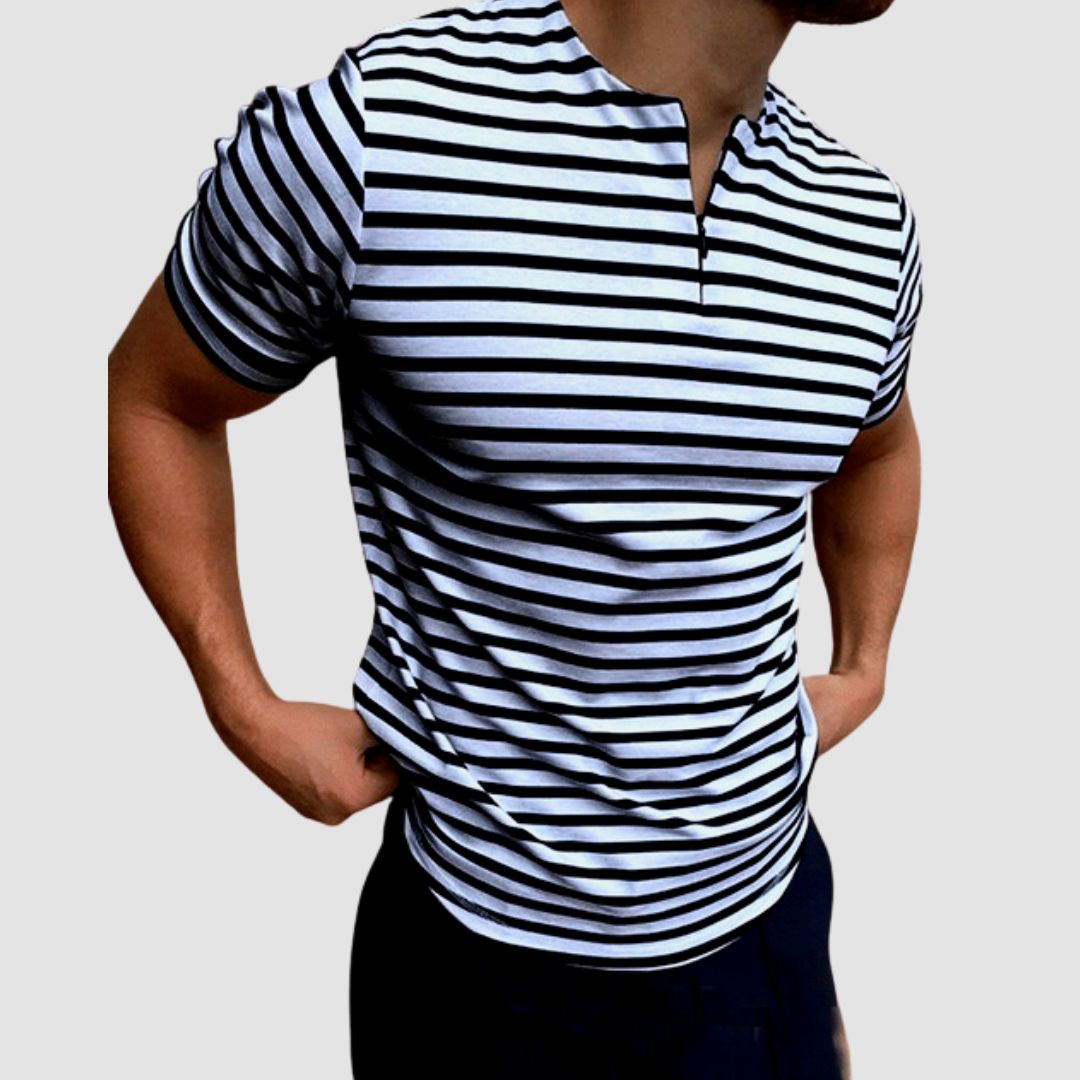 Striped Antonios Marin T-Shirt for men, casual smart style, perfect for summer.