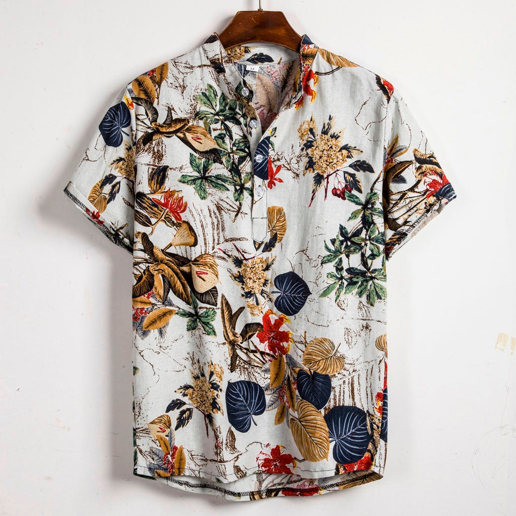 Antonios Hawaiian Printed Shirt with vibrant floral design on a comfortable casual fit.