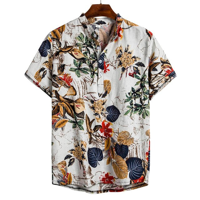 Antonios Hawaiian Printed Shirt for men with tropical floral design, casual summer wear.