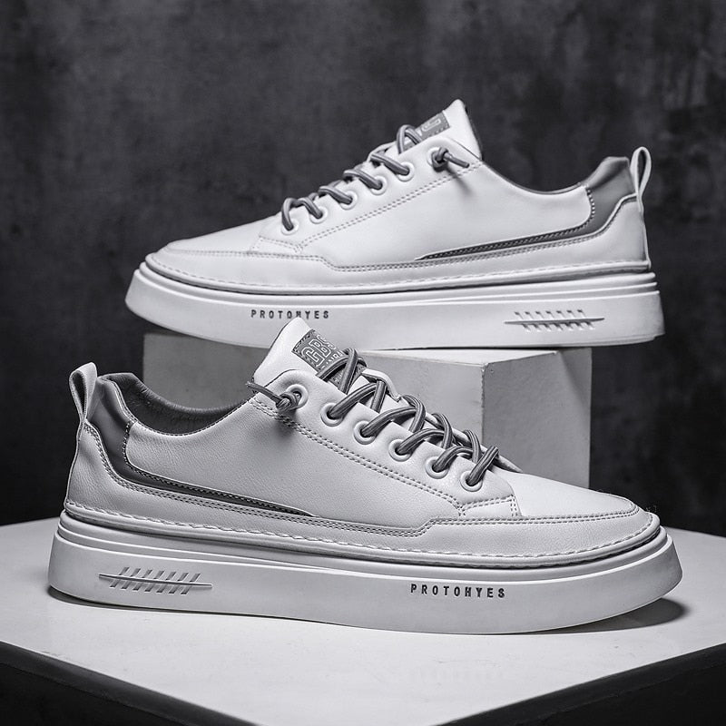 Men's Antonios Casual Leather Shoes in white, stylish and comfortable.